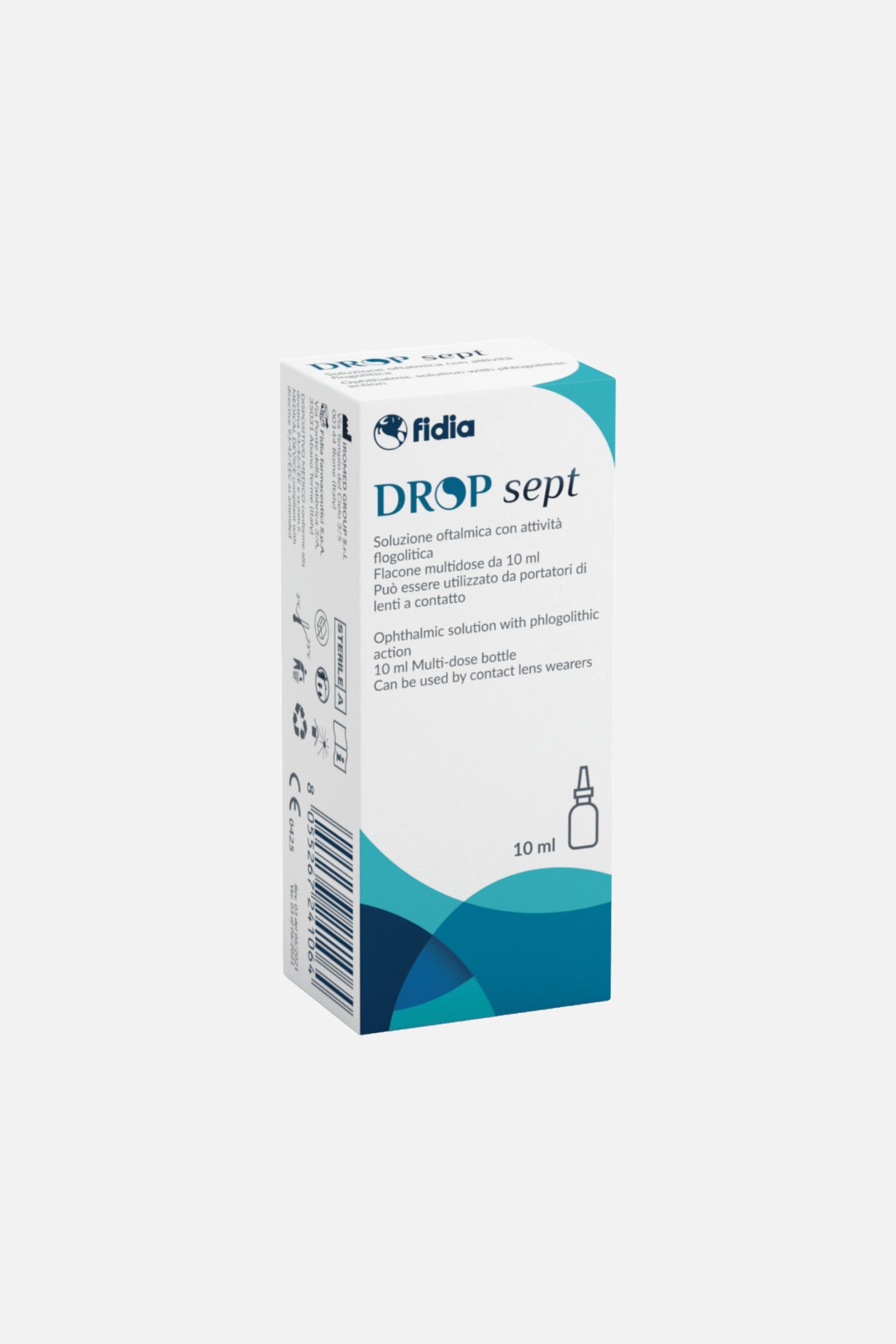 DROPsept: soluzione oftalmica con Clorexidina per congiuntiviti, cheratiti e blefariti. Coadiuvante pre-chirurgico. Compatibile con lenti a contatto. 10ml.