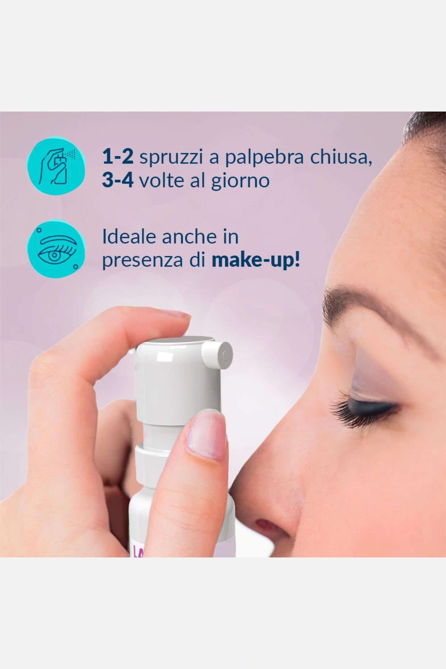Lacrisek Plus Spray: soluzione con liposomi, vitamina A e E per occhio secco e blefarite. Senza conservanti, utilizzabile con make-up. 8ml.