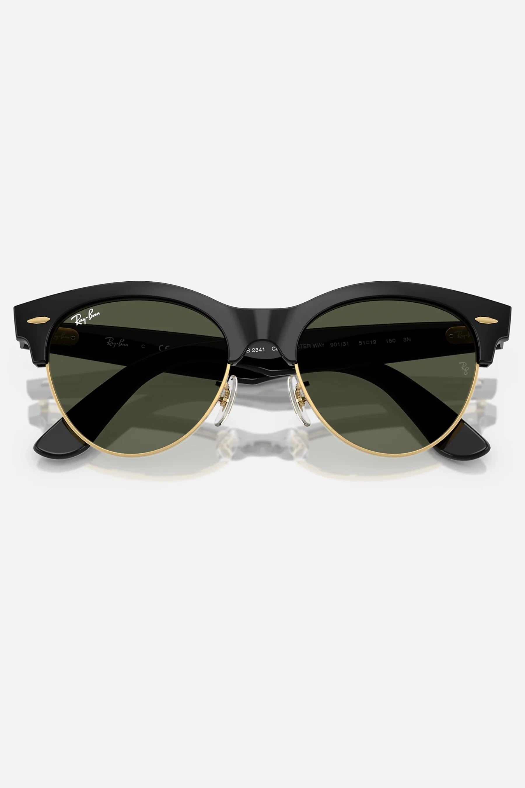 Occhiali da sole Ray-Ban RB2341 901/31 Clubmaster Way, montatura nera su oro con lenti verde classico G-15.