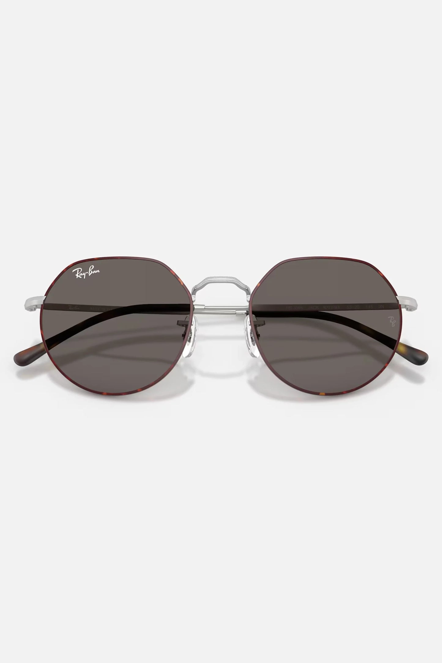 Occhiali da sole Ray-Ban RB3565 9277/B1 Jack, montatura opaco Havana opaco su argento opaco con lenti grigio scuro.