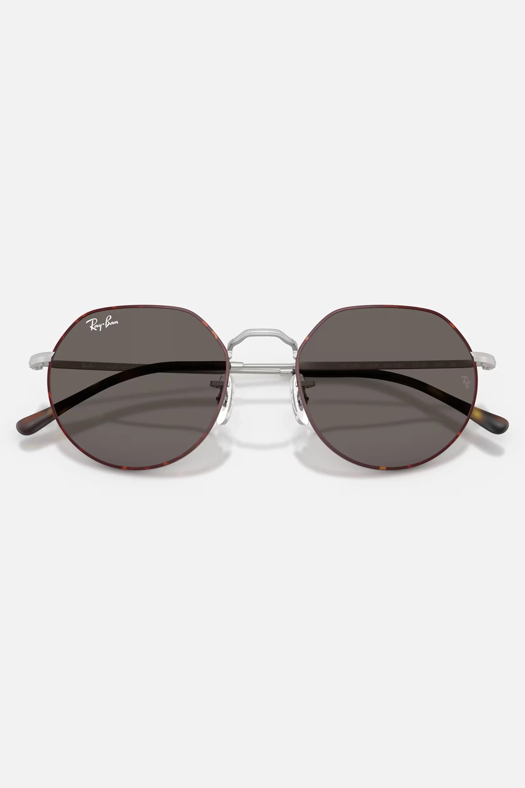 Occhiali da sole Ray-Ban RB3565 9277/B1 Jack, montatura opaco Havana opaco su argento opaco con lenti grigio scuro.