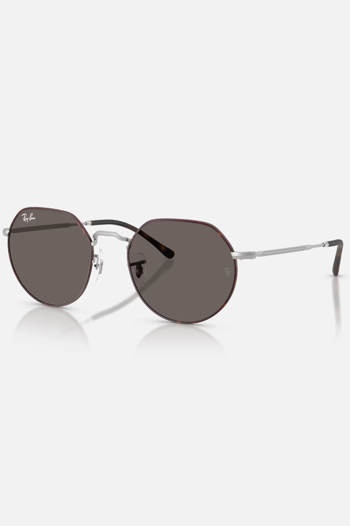 Occhiali da sole Ray-Ban RB3565 9277/B1 Jack, montatura opaco Havana opaco su argento opaco con lenti grigio scuro.