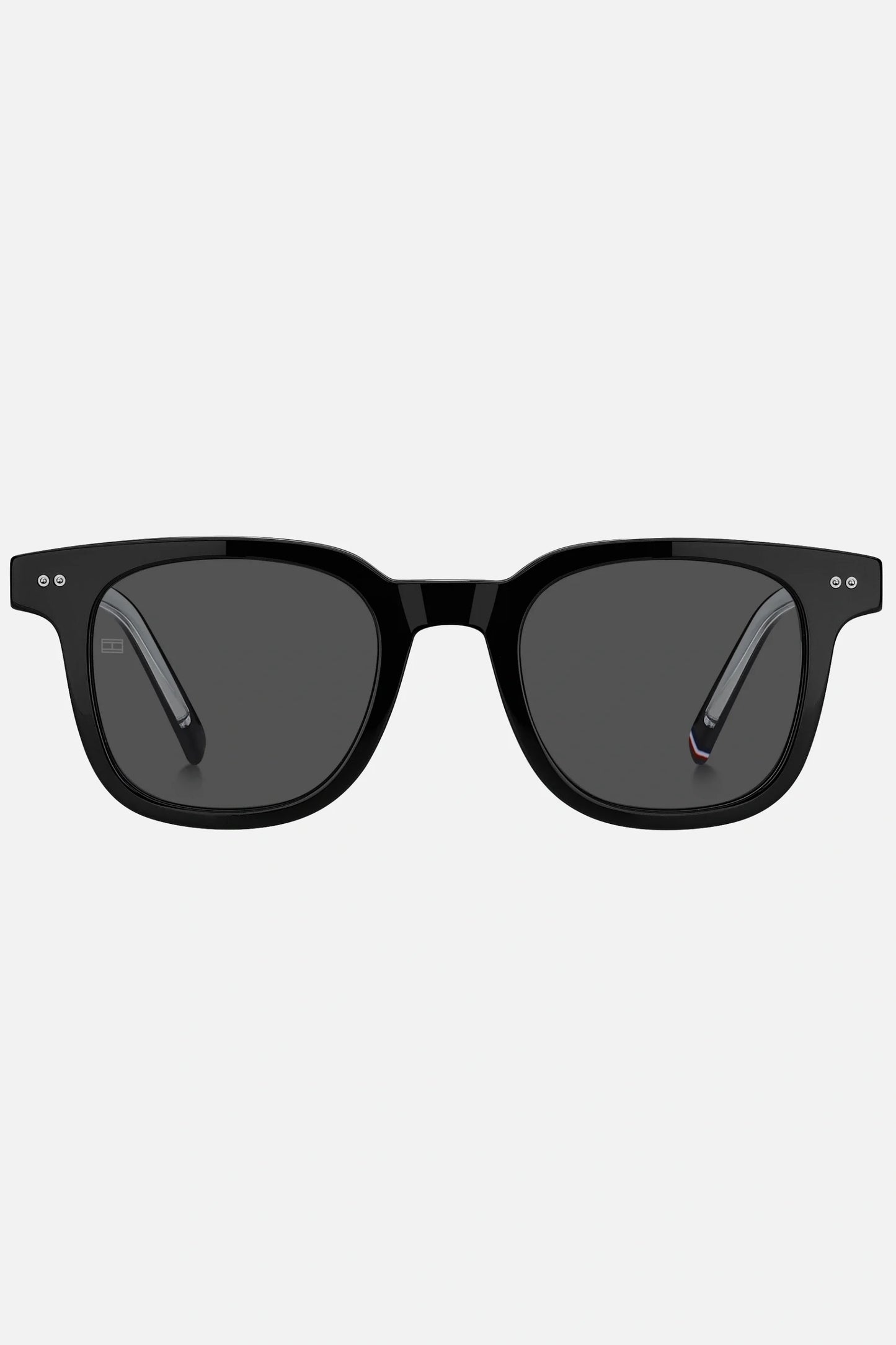 Occhiali da sole Tommy Hilfiger TH 2126/S 807IR, montatura nera con lenti grigio scuro.