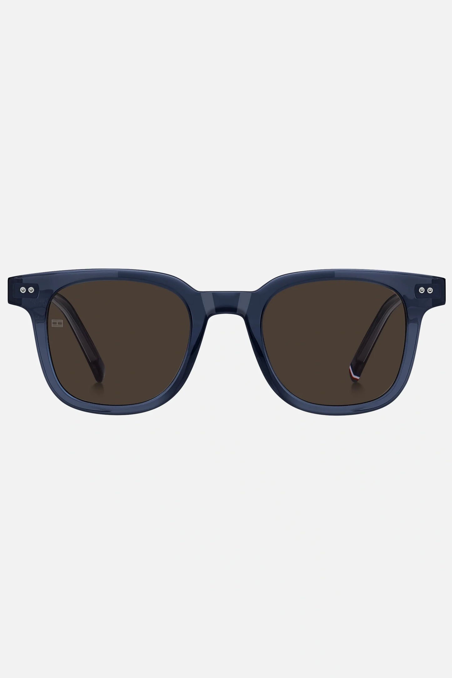 Occhiali da sole Tommy Hilfiger TH 2126/S PJP70, montatura blu con lenti marrone.