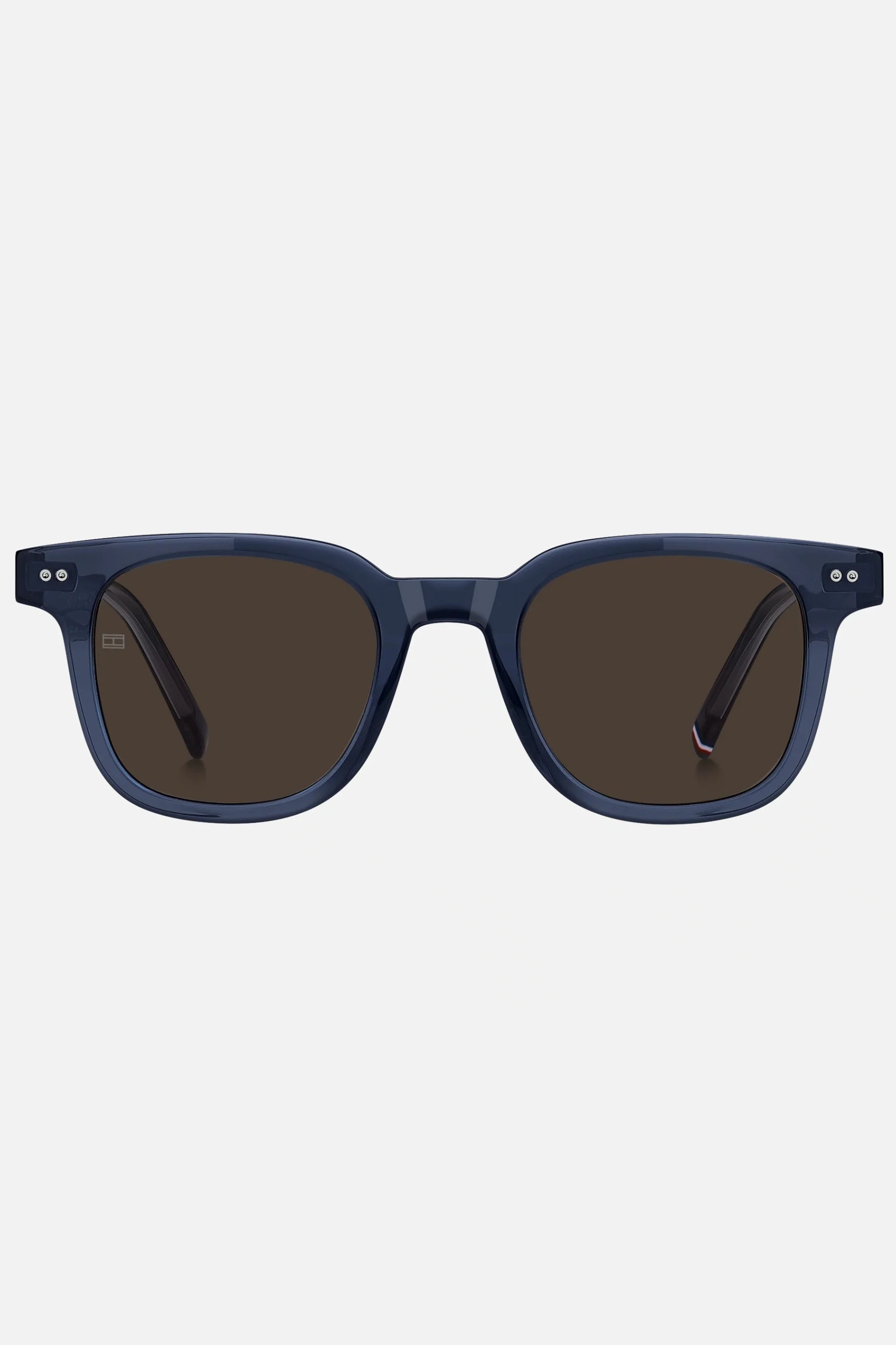 Occhiali da sole Tommy Hilfiger TH 2126/S PJP70, montatura blu con lenti marrone.