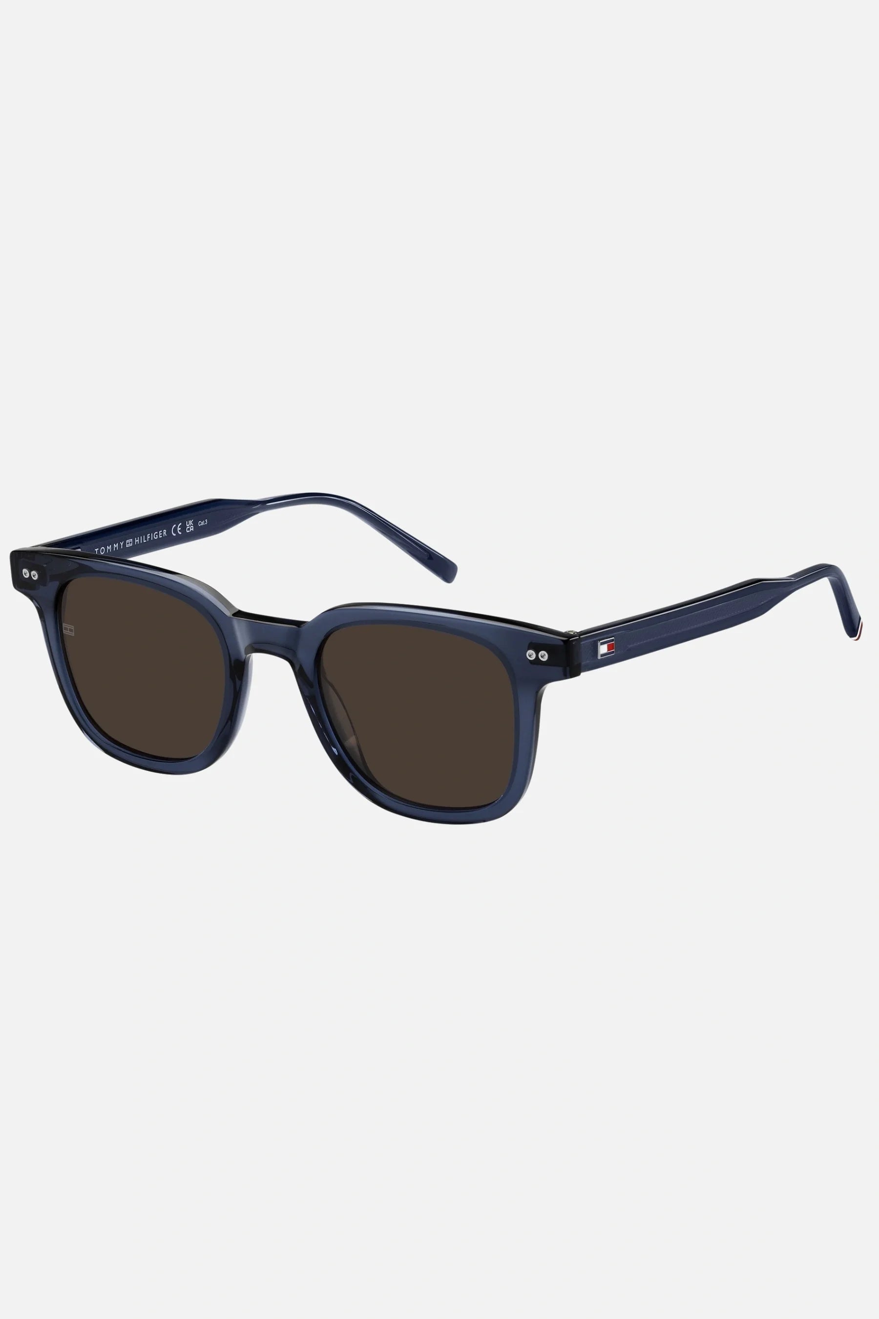 Occhiali da sole Tommy Hilfiger TH 2126/S PJP70, montatura blu con lenti marrone.