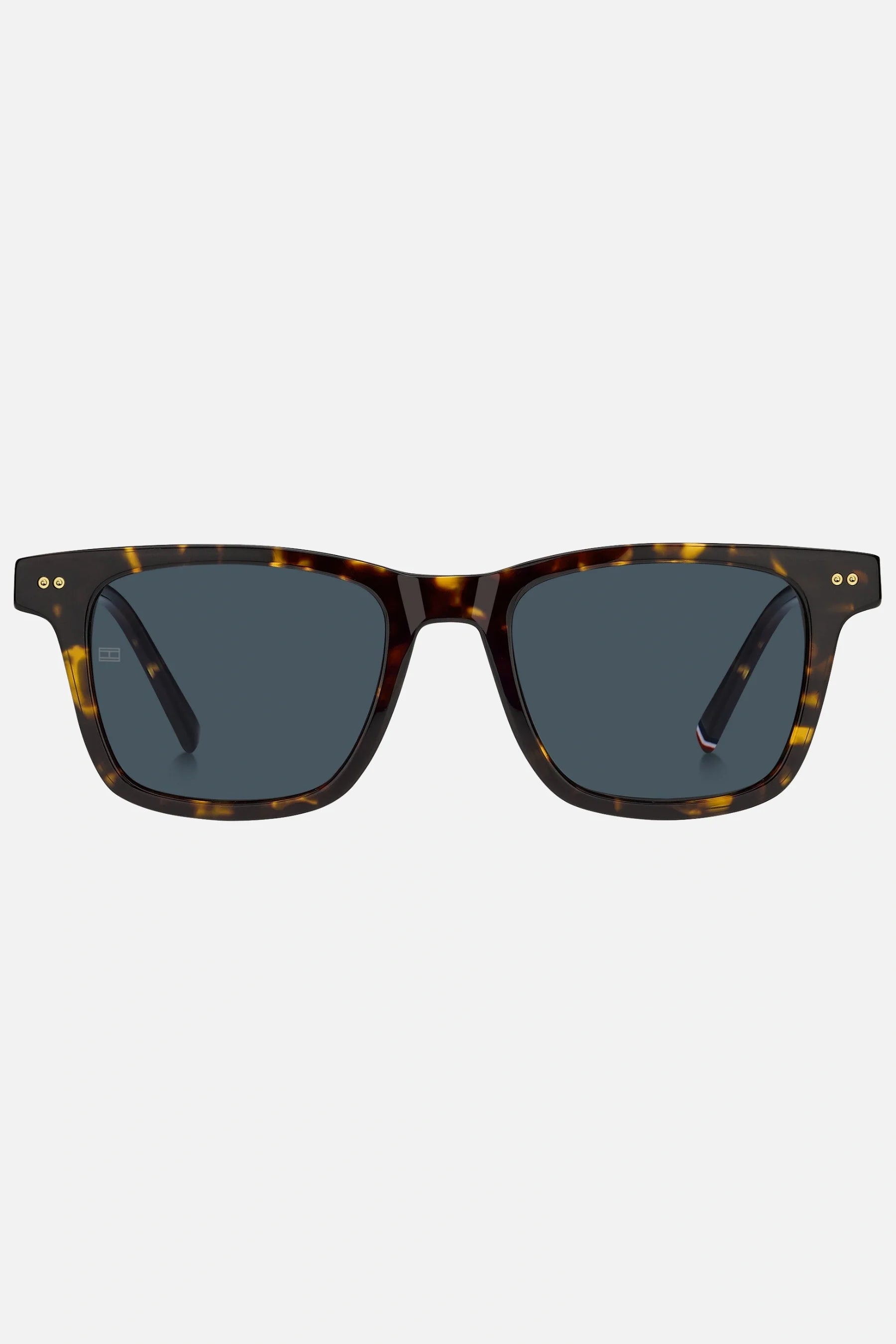 Occhiali da sole Tommy Hilfiger TH 2127/S 086KU, montatura tartarugato con lenti blu.
