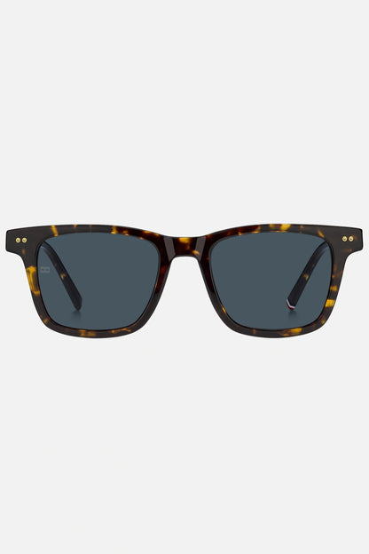 Occhiali da sole Tommy Hilfiger TH 2127/S 086KU, montatura tartarugato con lenti blu.