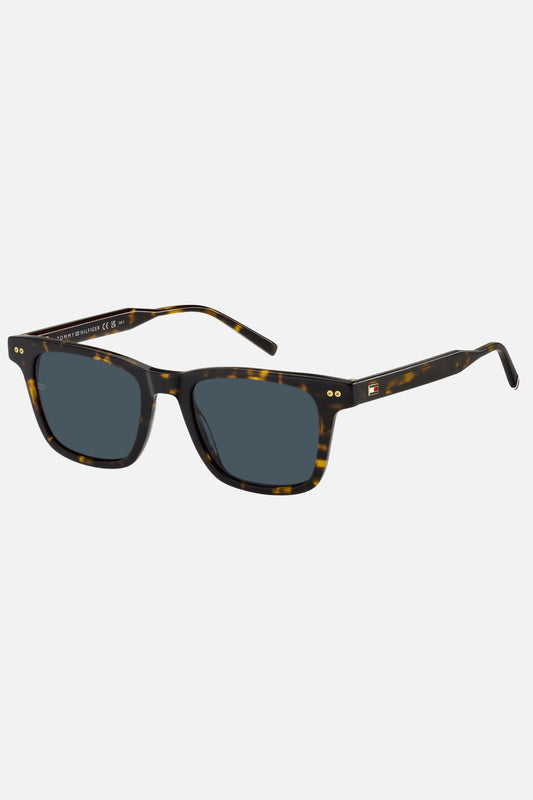 Occhiali da sole Tommy Hilfiger TH 2127/S 086KU, montatura tartarugato con lenti blu.