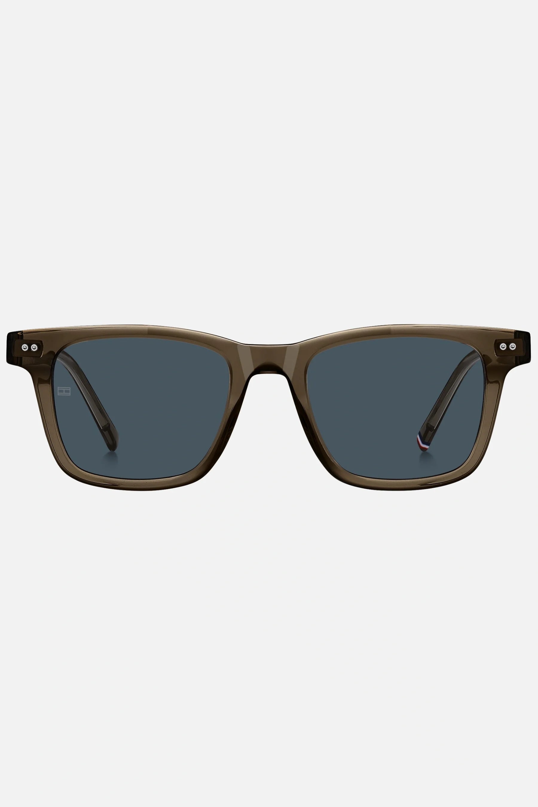 Occhiali da sole Tommy Hilfiger TH 2127/S 09QKU, montatura marrone con lenti blu.