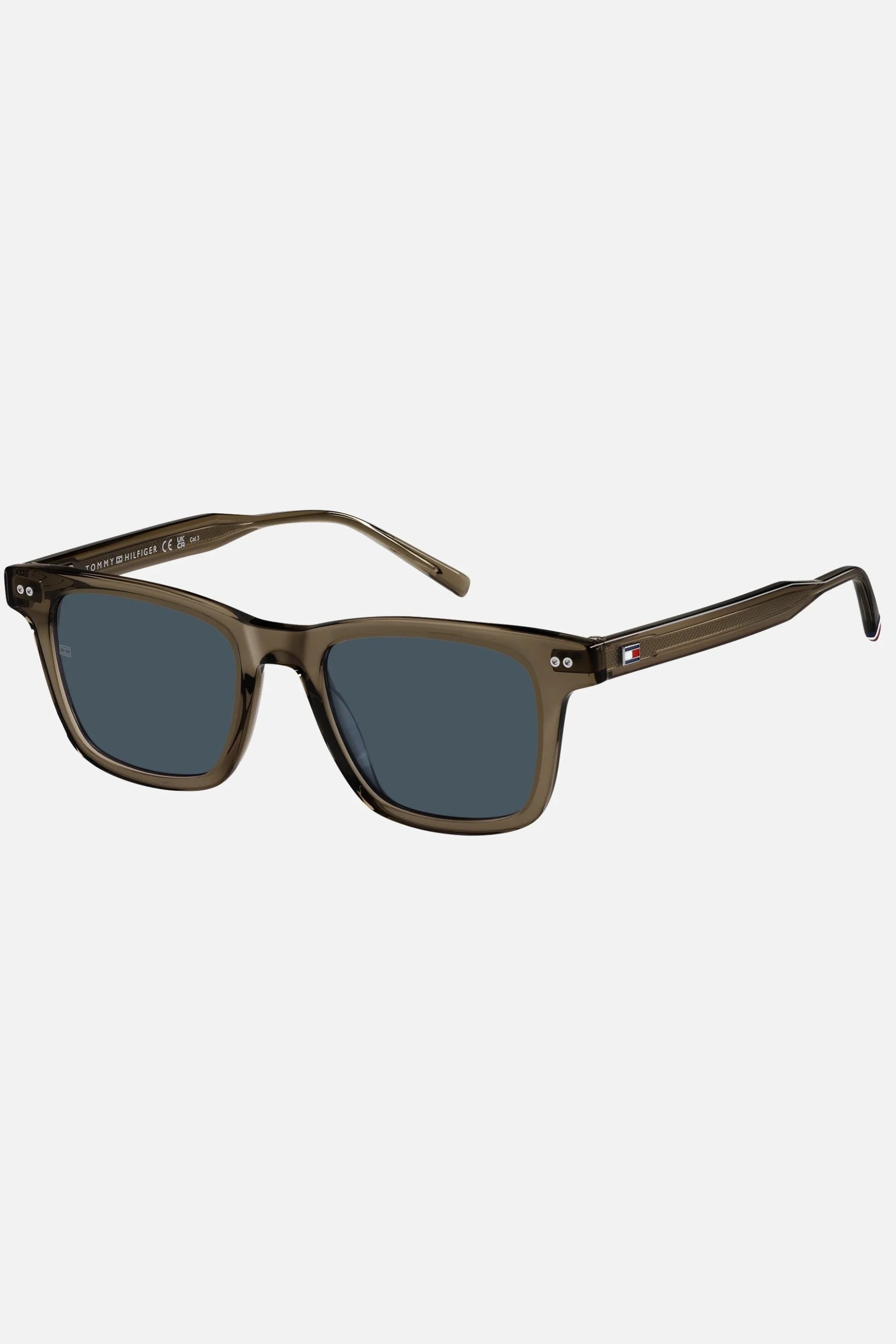 Occhiali da sole Tommy Hilfiger TH 2127/S 09QKU, montatura marrone con lenti blu.