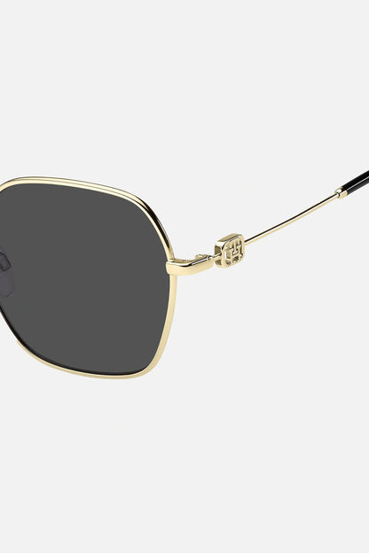 Occhiali da sole Tommy Hilfiger TH 2150/S RHLIR, montatura oro con lenti grigio scuro.