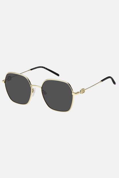 Occhiali da sole Tommy Hilfiger TH 2150/S RHLIR, montatura oro con lenti grigio scuro.