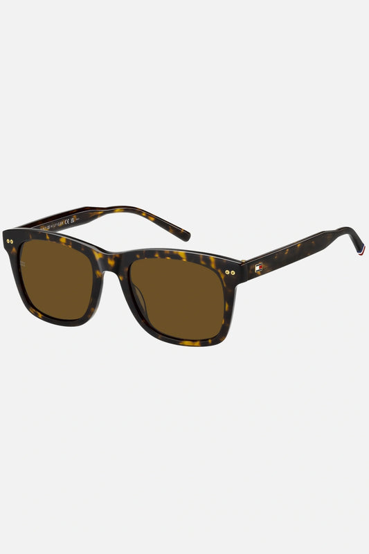 Occhiali da sole Tommy Hilfiger TH 2184/S 08670, montatura tartarugato con lenti verde scuro.