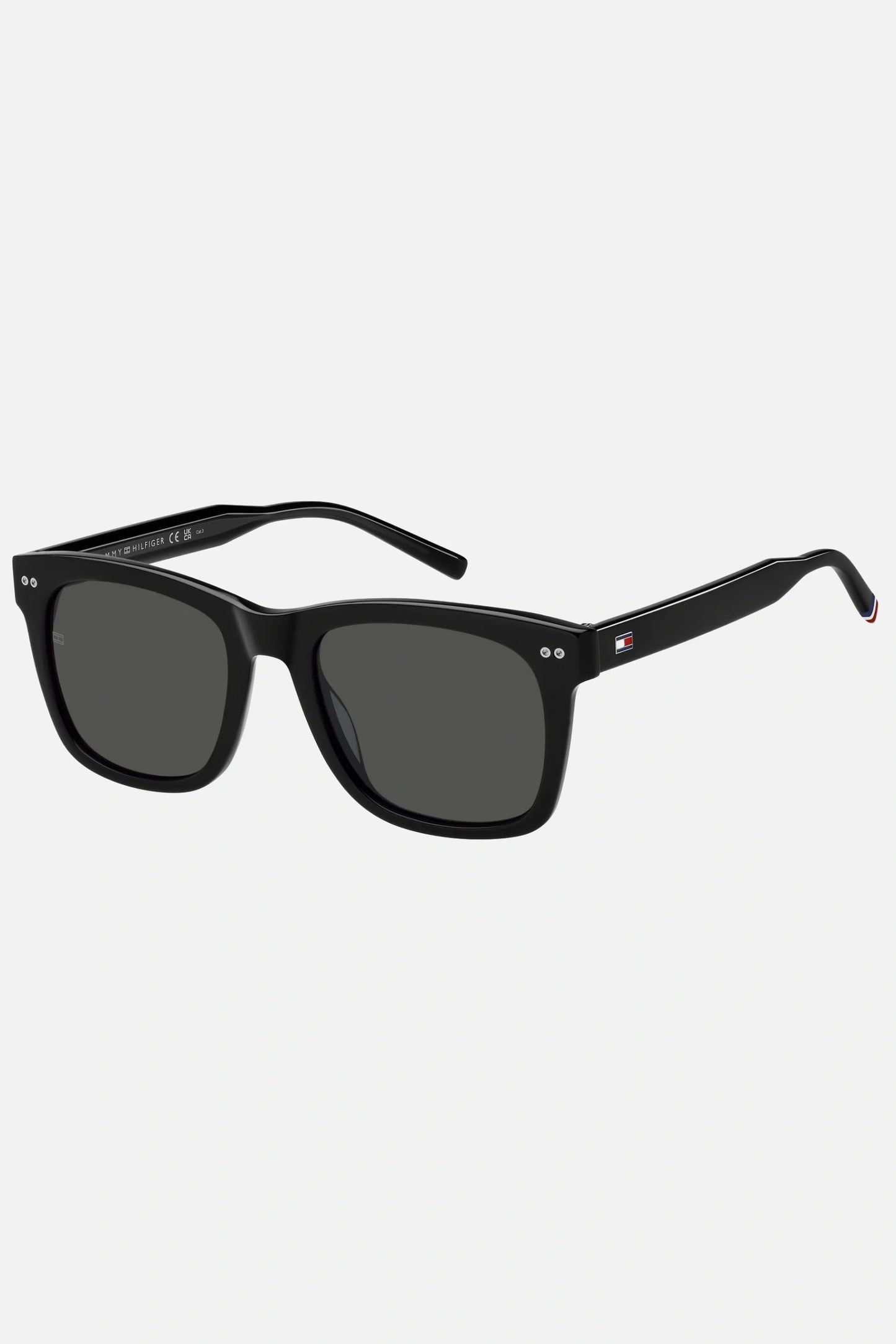 Occhiali da sole Tommy Hilfiger TH 2184/S 807IR, montatura nera con lenti grigio scuro.