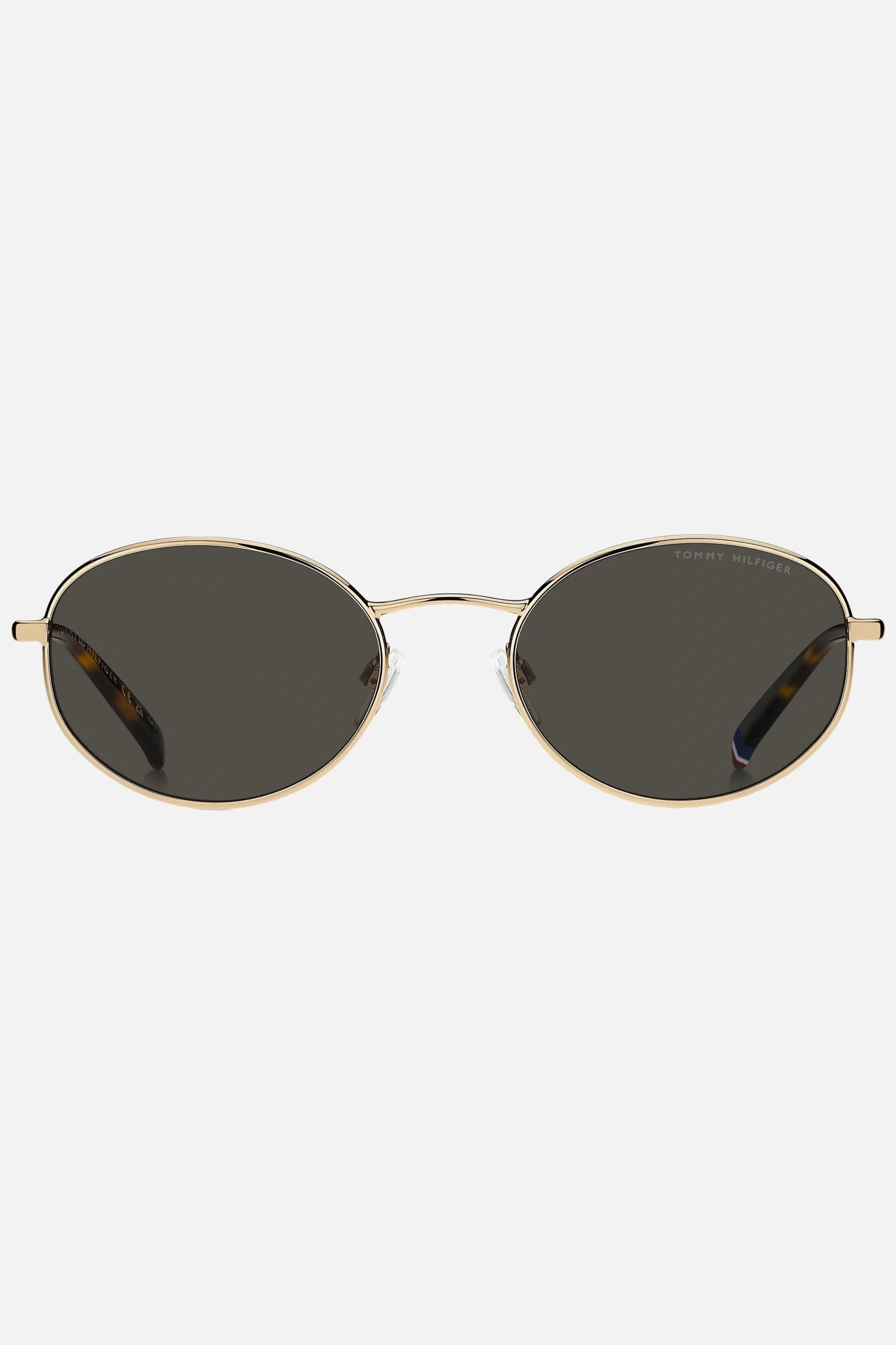 Occhiali da sole Tommy Hilfiger TH 2219/S 000IR, montatura oro lucido con lenti grigio scuro.
