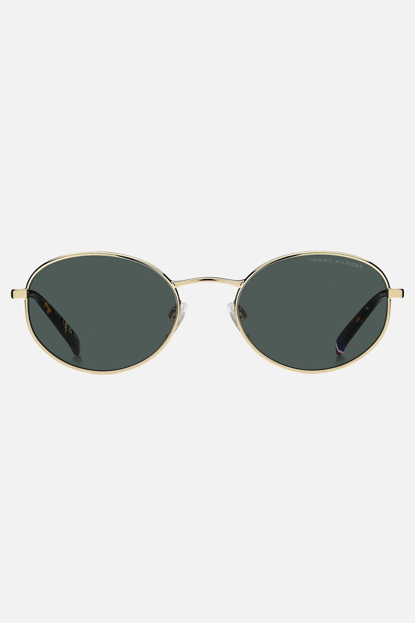 Occhiali da sole Tommy Hilfiger TH 2219/S J5GQT, montatura oro con lenti verdi.