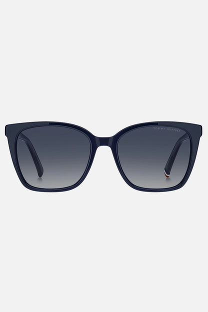 Occhiali da sole Tommy Hilfiger TH 2226/S PJP08, montatura blu con lenti grigio sfumato.